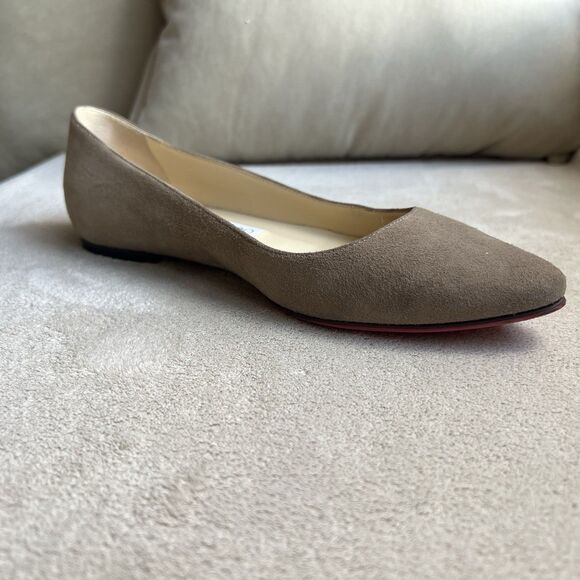 Jimmy Choo Taupe Suede Ballet Flats Women EU 35.5 US 5 Casual Classic Career - Picture 3 of 14